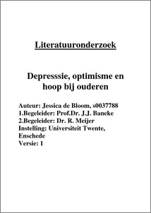 Depressie, Optimisme En Hoop Bij Ouderen - University Of Twente Student ...